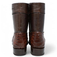 White Diamonds Men's Genuine Caiman Belly Short Cowboy Boots with Zipper – Brown - OriginalWestern.com