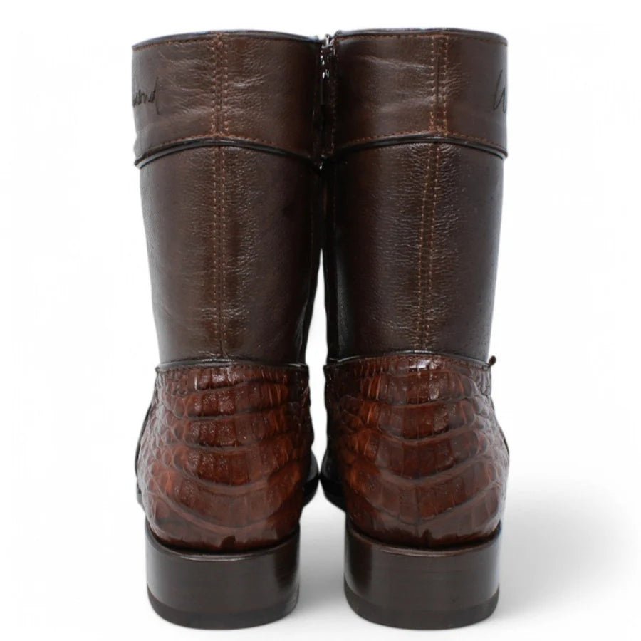 White Diamonds Men's Genuine Caiman Belly Short Cowboy Boots with Zipper – Brown - OriginalWestern.com