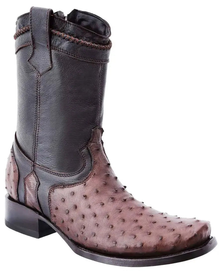 White Diamonds Men's Genuine Ostrich Avestruz Original Hudson Boots – Brown - OriginalWestern.com