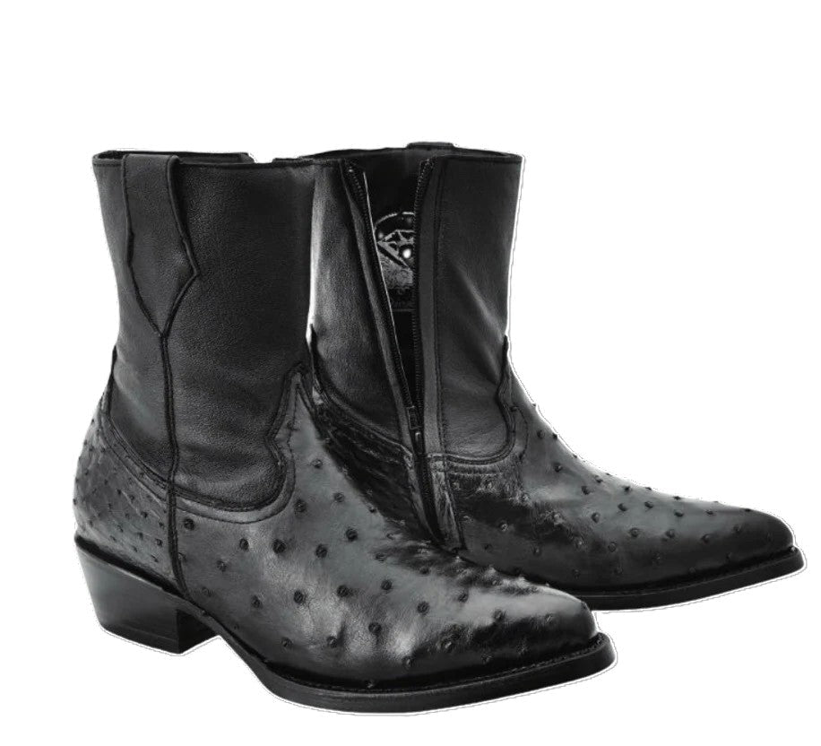 White Diamonds Men's Genuine Ostrich Avestruz Original Skinny Boots – Black - OriginalWestern.com