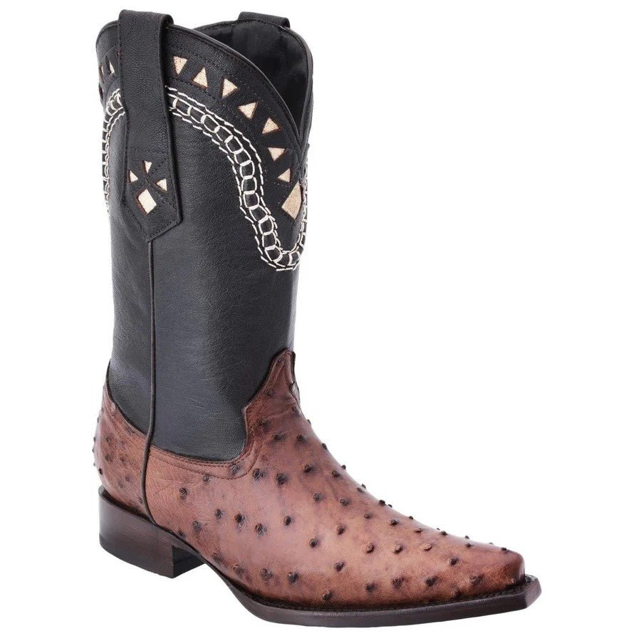 White Diamonds Men's Genuine Ostrich Avestruz Original Snip Bota Vaquera 3X Boots – Tobacco Brown - OriginalWestern.com