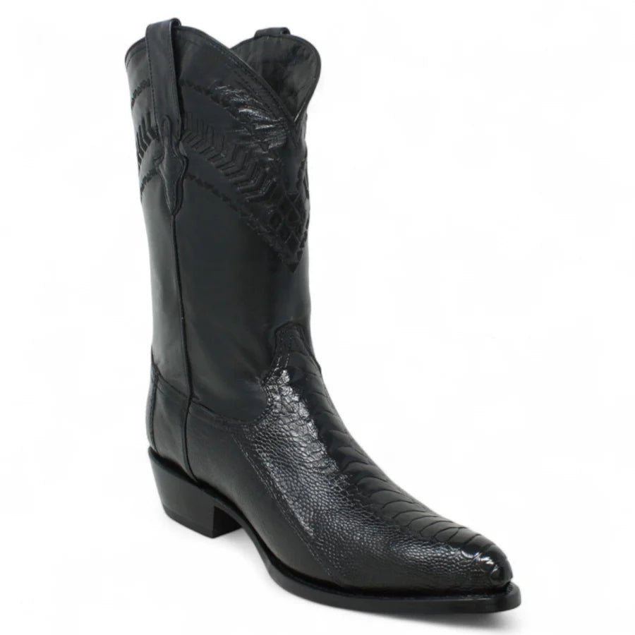 White Diamonds Men's Genuine Ostrich Leg Round Toe Cowboy Boots – Black - OriginalWestern.com