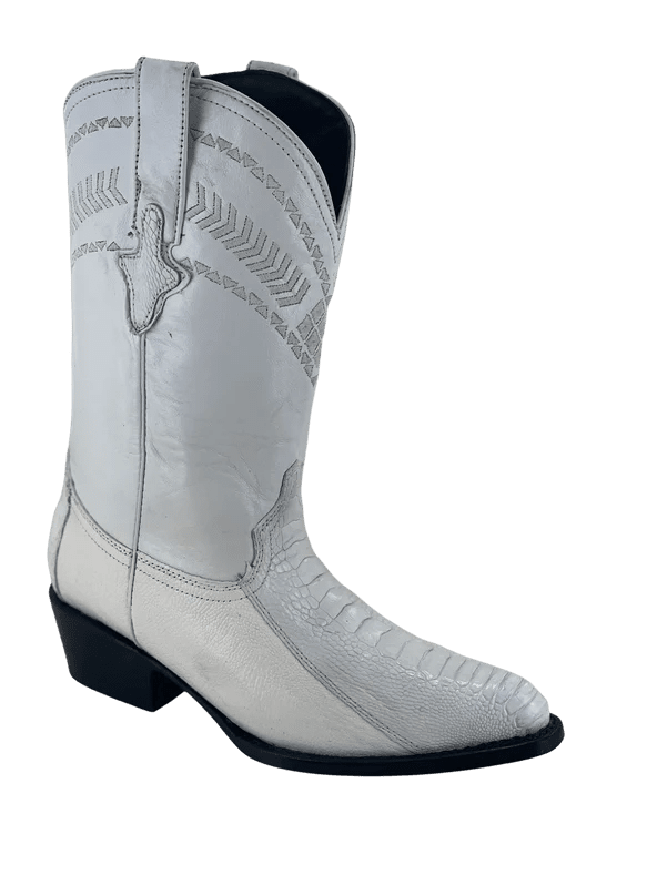 White Diamonds Men's Genuine Ostrich Leg Round Toe Cowboy Boots – White - OriginalWestern.com