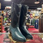 White Diamonds Men's Genuine Ostrich Skin J-Toe Cowboy Boots - Blue Jeans - OriginalWestern.com