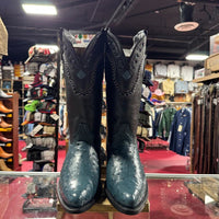 White Diamonds Men's Genuine Ostrich Skin J-Toe Cowboy Boots - Blue Jeans - OriginalWestern.com
