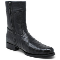 White Diamonds Men's Genuine Ostrich Skin Short Cowboy Boots with Zipper – Black - OriginalWestern.com
