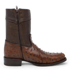 White Diamonds Men's Genuine Ostrich Skin Short Cowboy Boots with Zipper – Brown - OriginalWestern.com