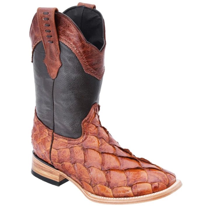 White Diamonds Men's Genuine Pirarucu Square Toe Rodeo Cowboy Boots – Cognac - OriginalWestern.com