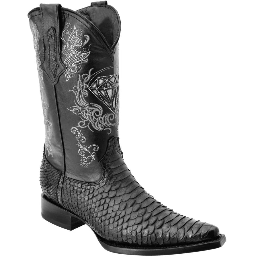 White Diamonds Men's Genuine Python 3X Toe Cowboy Boots – Black - OriginalWestern.com