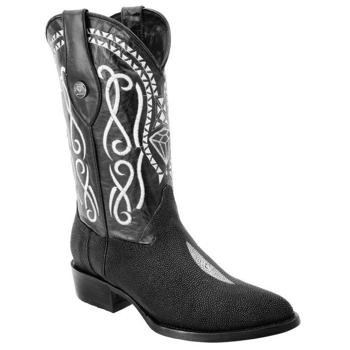 White Diamonds Men's Genuine Stingray Round Toe Cowboy Boots – Black - OriginalWestern.com