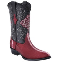 White Diamonds Men's Genuine Stingray Round Toe Cowboy Boots – Wine - OriginalWestern.com