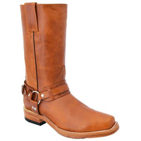 White Diamonds Men's Leather Harness Motorcycle Biker Boots – Honey - OriginalWestern.com
