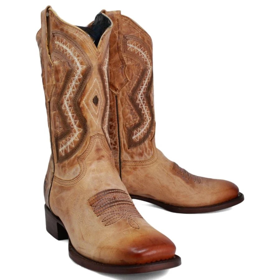 White Diamonds Men's Napa Leather Square Toe Rodeo Cowboy Boots – Honey - OriginalWestern.com