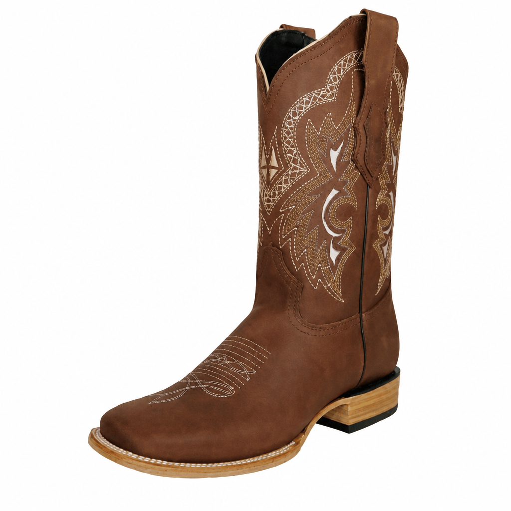 White Diamonds Men's Napa Leather Square Toe Rodeo Cowboy Boots – Tobacco - OriginalWestern.com