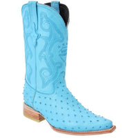 White Diamonds Men's Ostrich Print 3X Toe Cowboy Boots – Baby Blue - OriginalWestern.com