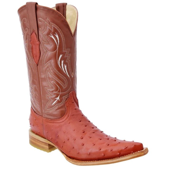 White Diamonds Men's Ostrich Print 3X Toe Cowboy Boots – Cognac - OriginalWestern.com
