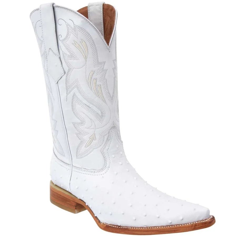 White Diamonds Men's Ostrich Print 3X Toe Cowboy Boots – White - OriginalWestern.com