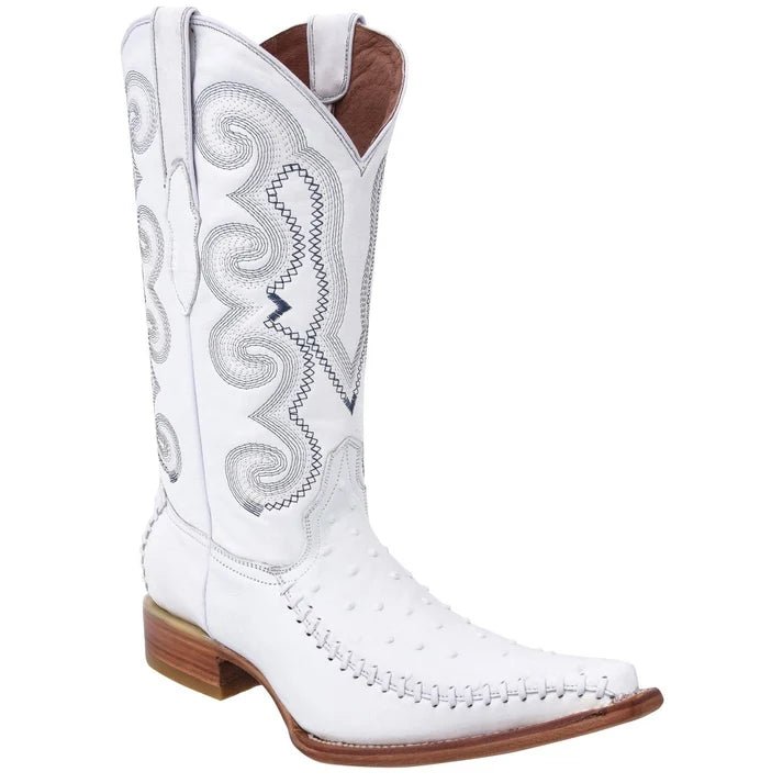 White Diamonds Men's Ostrich Print 3X Toe Cowboy Boots – White - OriginalWestern.com