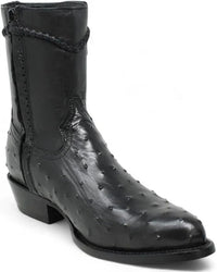 White Diamonds Men's Ostrich Print Skinny Cowboy Boots with Zipper – Black - OriginalWestern.com