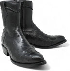White Diamonds Men's Ostrich Print Skinny Cowboy Boots with Zipper – Black - OriginalWestern.com