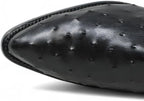 White Diamonds Men's Ostrich Print Skinny Cowboy Boots with Zipper – Black - OriginalWestern.com