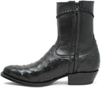 White Diamonds Men's Ostrich Print Skinny Cowboy Boots with Zipper – Black - OriginalWestern.com