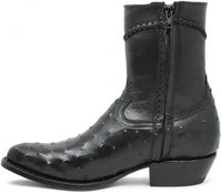 White Diamonds Men's Ostrich Print Skinny Cowboy Boots with Zipper – Black - OriginalWestern.com
