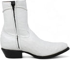White Diamonds Men's Ostrich Print Skinny Cowboy Boots with Zipper – White - OriginalWestern.com