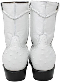 White Diamonds Men's Ostrich Print Skinny Cowboy Boots with Zipper – White - OriginalWestern.com