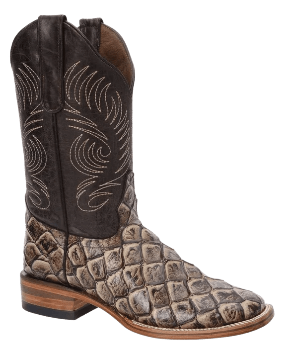 White Diamonds Men's Pirarucu Print Square Toe Rodeo Cowboy Boots – Brown - OriginalWestern.com