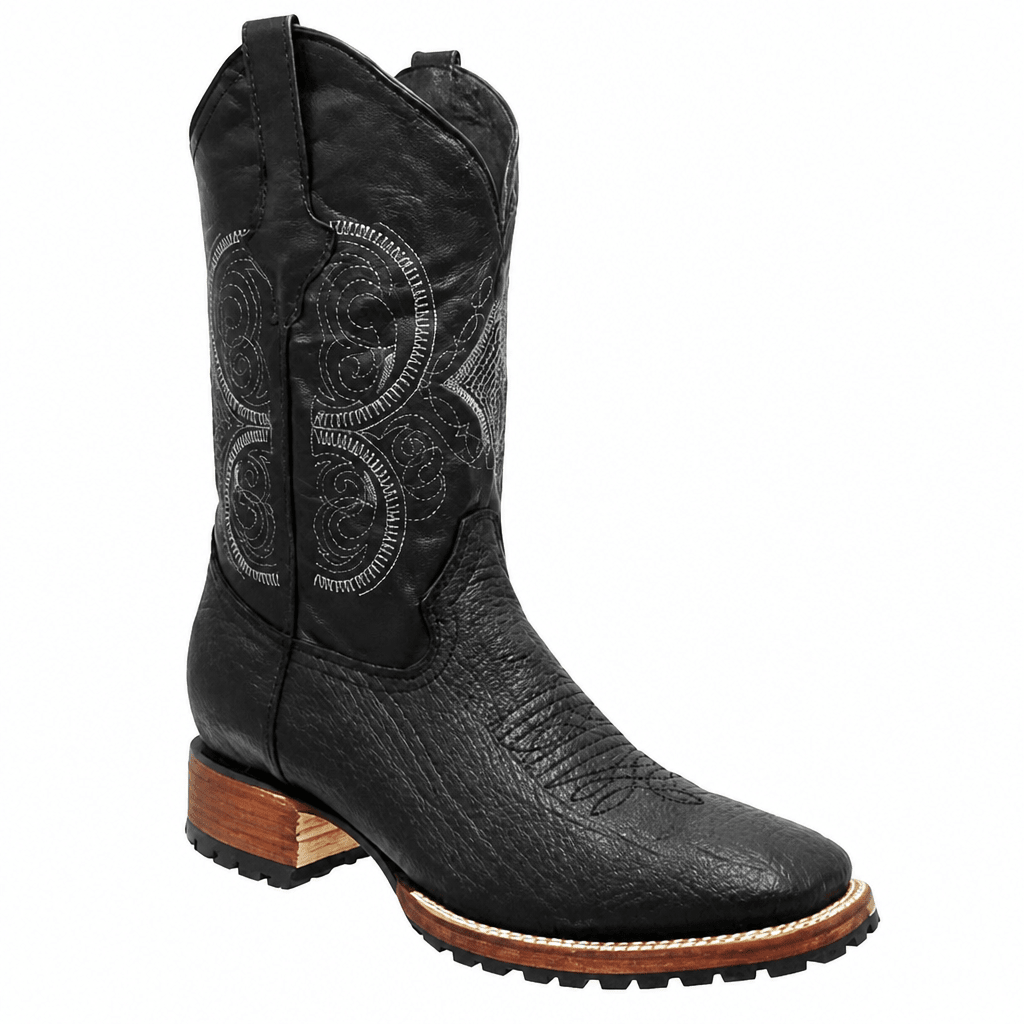 White Diamonds Men's Shoulder Leather Tractor Sole Square Toe Rodeo Boots – Black - OriginalWestern.com