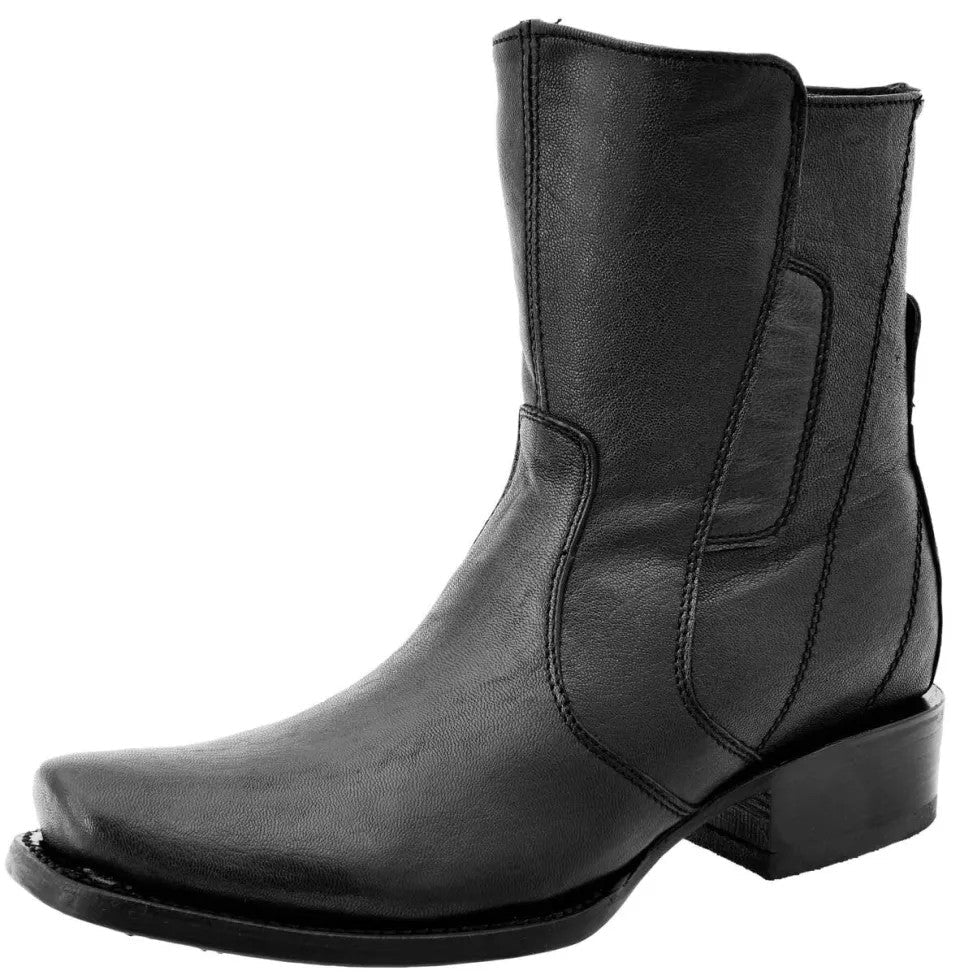 White Diamonds Men's Smooth Leather Vestir Zipper Kabul Boots – Black - OriginalWestern.com