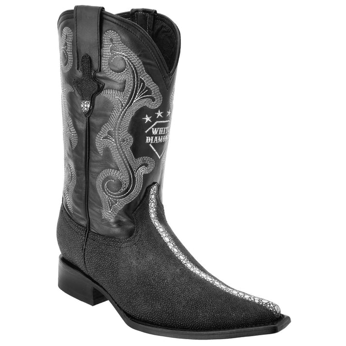 White Diamonds Men's Stingray Print 3X Toe Cowboy Boots – Black - OriginalWestern.com