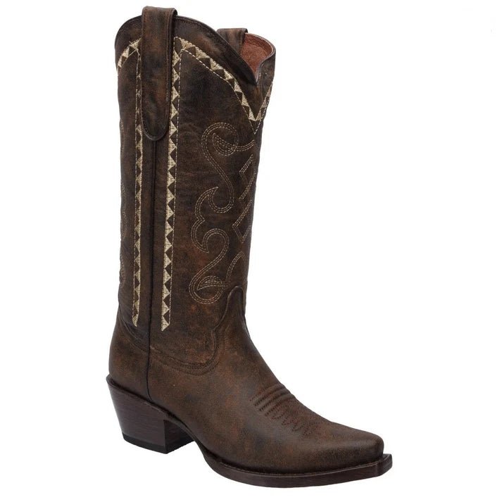 White Diamonds Women's Crazy Leather Snip Toe Cowgirl Boots – Brown - OriginalWestern.com