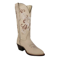 White Diamonds Women's Floral Embroidered Snip Toe Cowgirl Boots – Bone - OriginalWestern.com