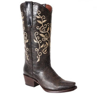 White Diamonds Women's Floral Embroidered Snip Toe Cowgirl Boots – Brown - OriginalWestern.com