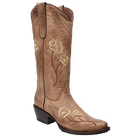 White Diamonds Women's Floral Embroidered Snip Toe Cowgirl Boots – Sand - OriginalWestern.com