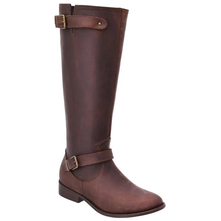 White Diamonds Women's Leather Campera Tall Riding Boots – Brown - OriginalWestern.com