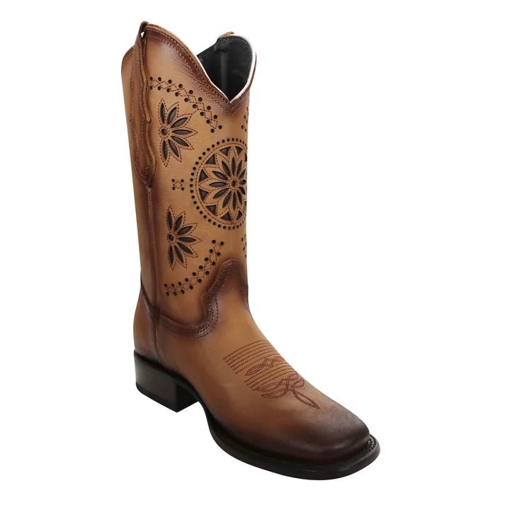 White Diamonds Women's Leather Square Toe Rodeo Cowgirl Boots – Sand - OriginalWestern.com