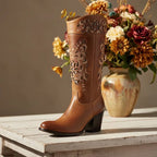 White Diamonds Women's Napa Leather Fashion Heeled Boots – Brown-Smoke - OriginalWestern.com
