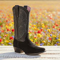White Diamonds Women's Nubuck Snip Toe Cowgirl Boots – Black - OriginalWestern.com