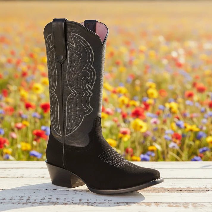 White Diamonds Women's Nubuck Snip Toe Cowgirl Boots – Black - OriginalWestern.com