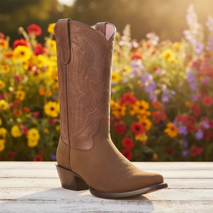 White Diamonds Women's Nubuck Snip Toe Cowgirl Boots – Brown - OriginalWestern.com