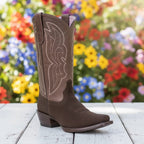 White Diamonds Women's Nubuck Snip Toe Cowgirl Boots – Chocolate - OriginalWestern.com