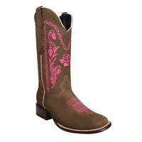 White Diamonds Women's Rose Embroidered Square Toe Rodeo Cowgirl Boots – Tobacco - OriginalWestern.com