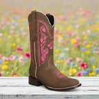 White Diamonds Women's Rose Embroidered Square Toe Rodeo Cowgirl Boots – Tobacco - OriginalWestern.com