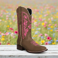 White Diamonds Women's Rose Embroidered Square Toe Rodeo Cowgirl Boots – Tobacco - OriginalWestern.com