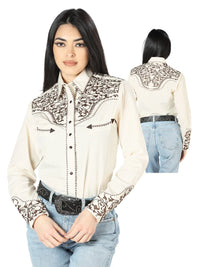 Centenario Womens Beige Embroidered Western-style Blouse 44191