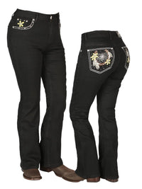 Centenario Women's Bootcut Denim Western Jeans 44958 - Black