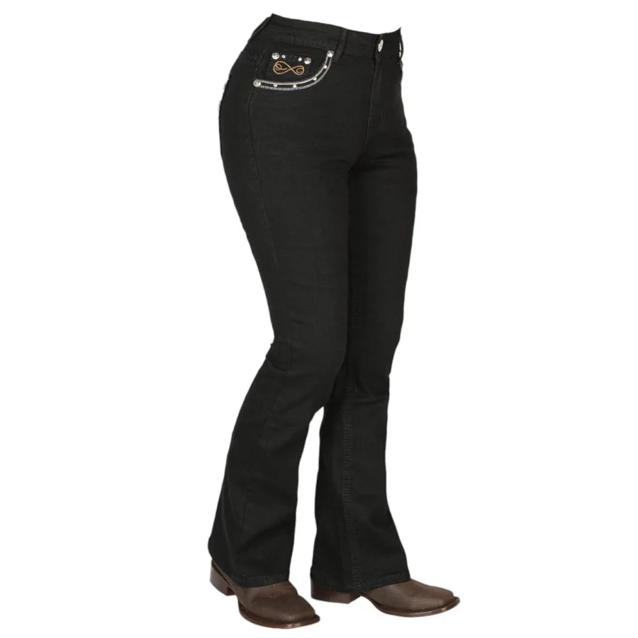 Centenario Women's Bootcut Denim Western Jeans 44960 - Black